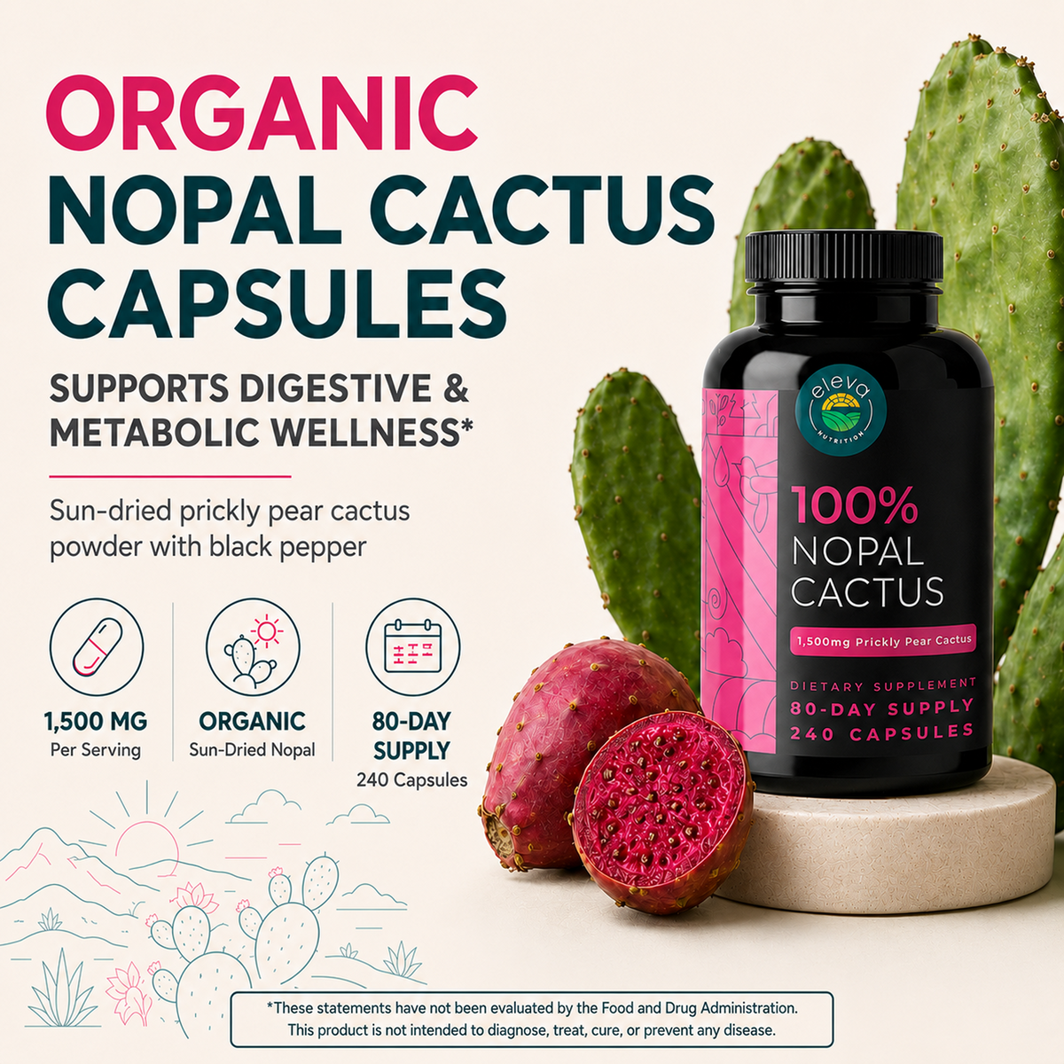 Nopal Cactus Capsules 1,500 mg