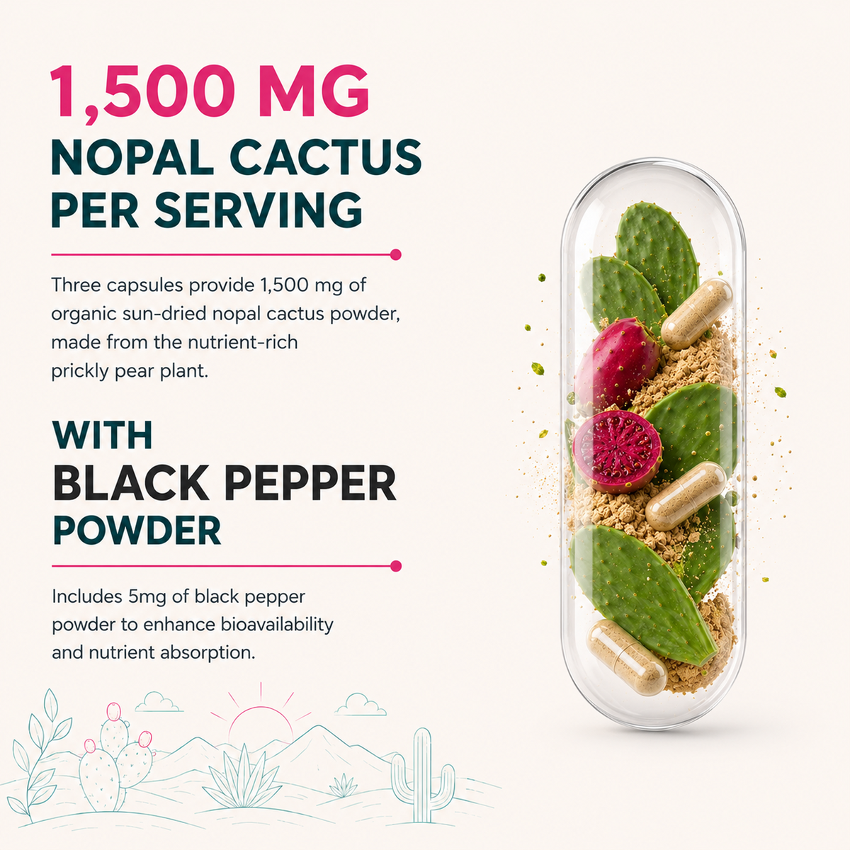 Nopal Cactus Capsules 1,500 mg