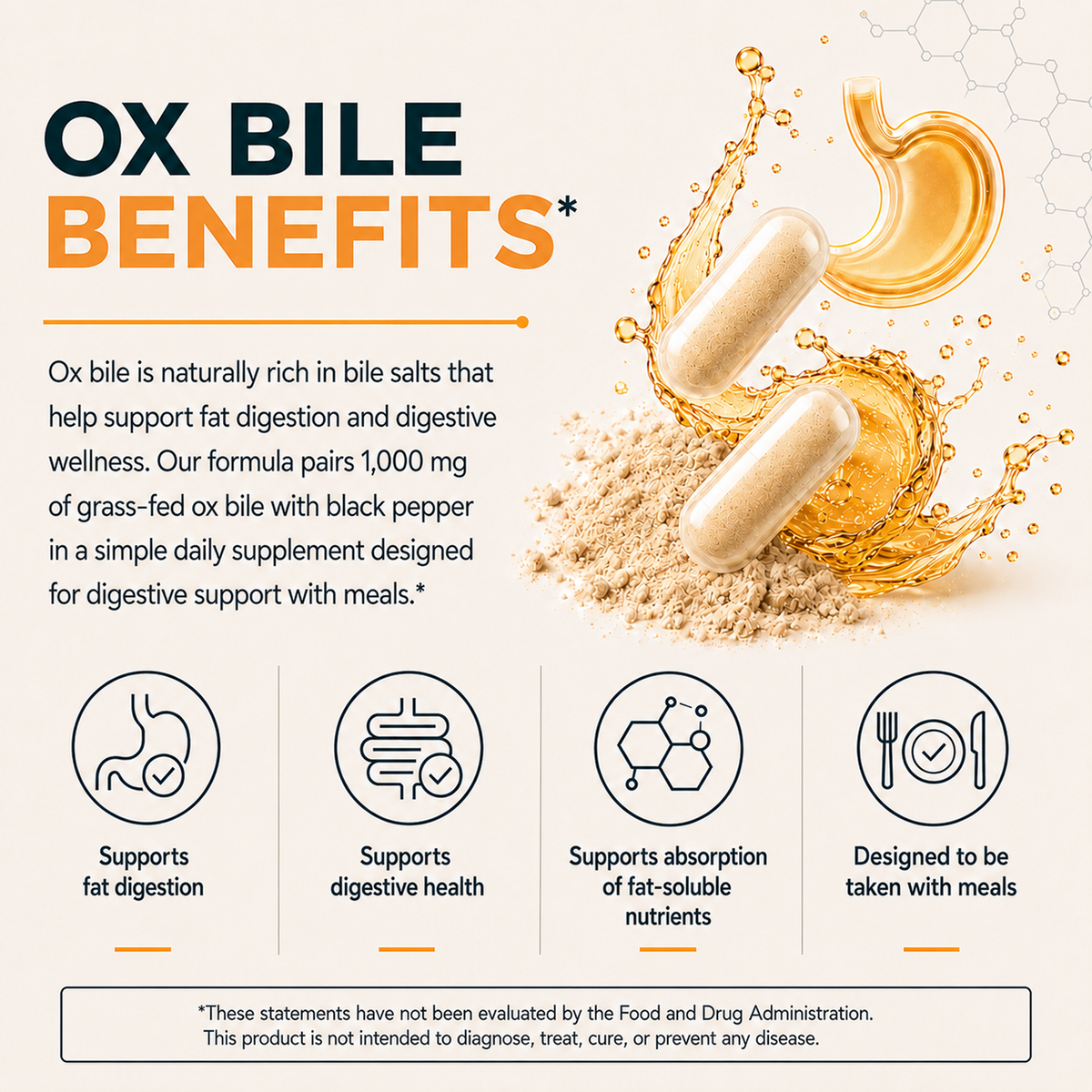 Grass-fed Ox Bile Extract 1000 mg