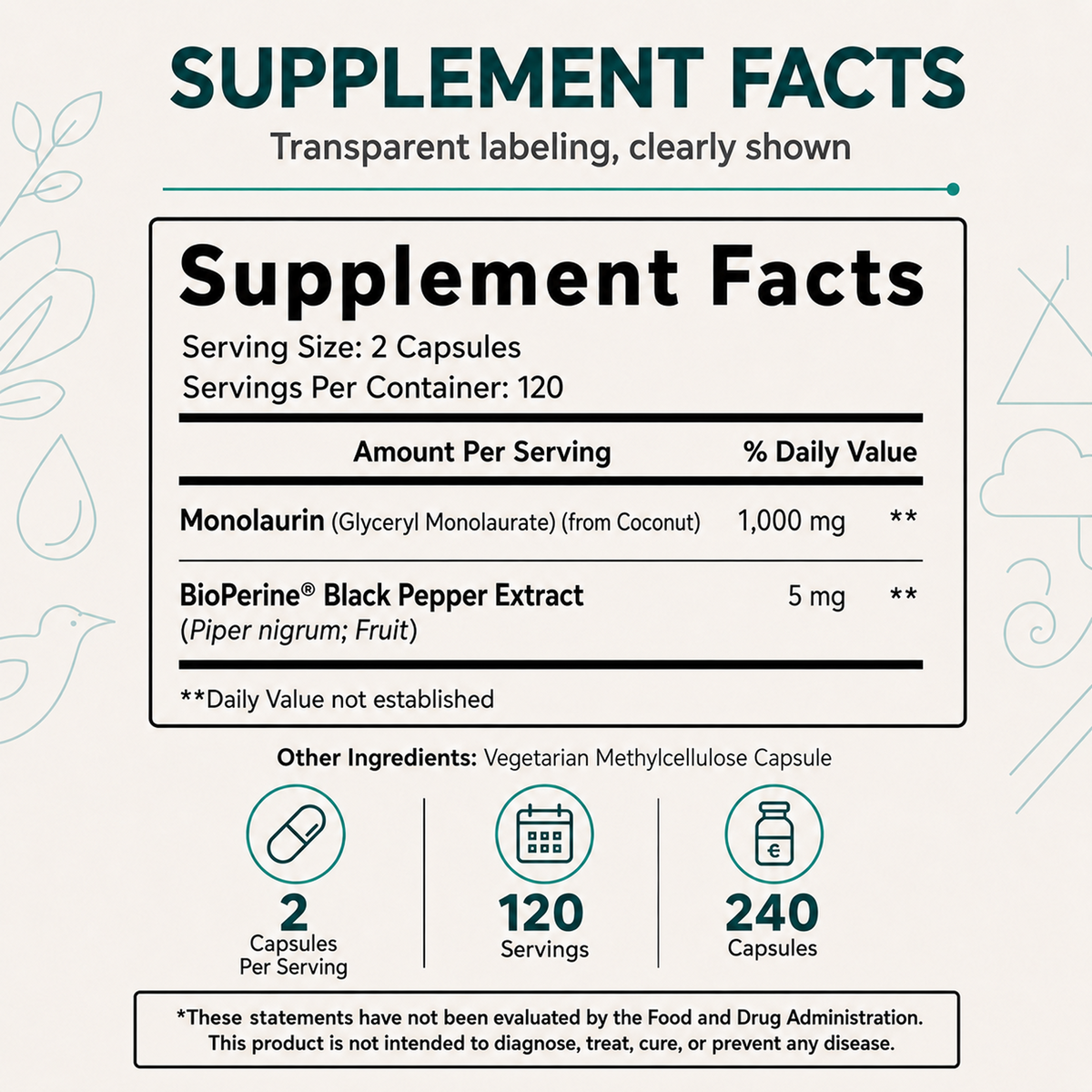 ORGANIC MONOLAURIN 1,000mg